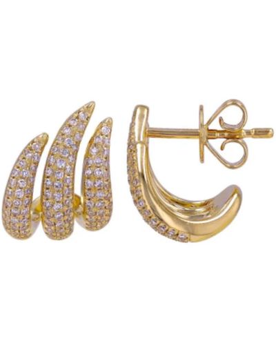 770 Fine Jewelry Triple Diamond Claw Earrings - Metallic
