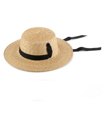 Justine Hats Neutrals S Boater Straw Hat - Black