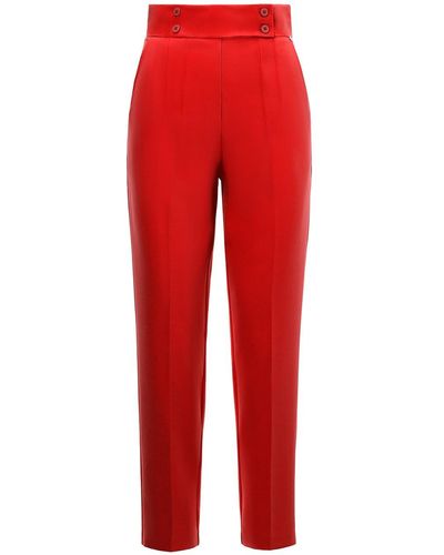 Nissa High Waisted Slim Pants - Red