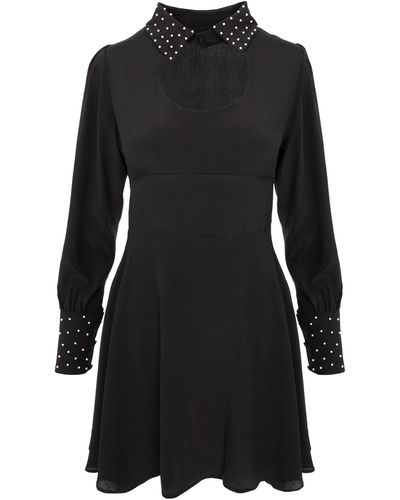 Framboise Baisha Silk Dress With Pearls - Black
