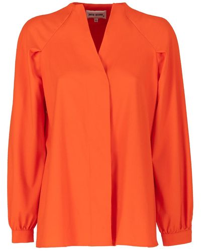 Julia Allert Button Down Long Sleeve Shirt Orange