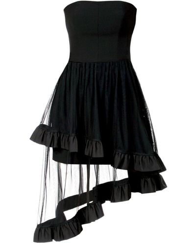 VIKIGLOW Berenice Mini Tulle Frill Dress - Black