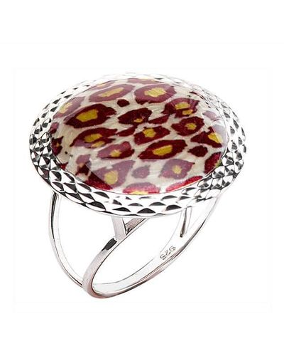 Gold & Honey Leopard Ring - White