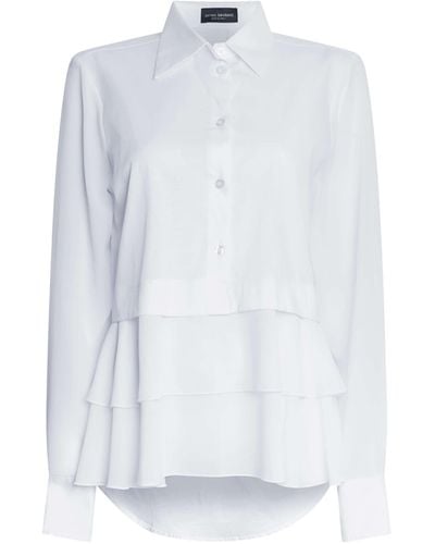 James Lakeland Sheer Sleeve Ruffle Shirt - White