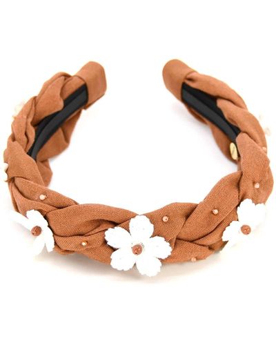 ADIBA Rust Beaded Floral Handmade Headband - Brown