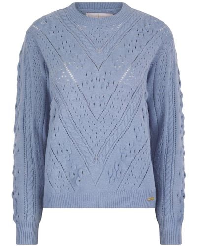 Hortons England Newquay Pointelle Knit Jumper - Blue