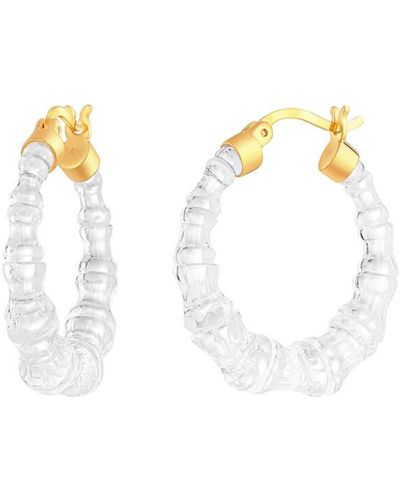 Gold & Honey Mini Clear Bamboo Hoop Earrings - Metallic