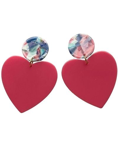 CLOSET REHAB Xl Heart Earrings In Love Quotes - Red