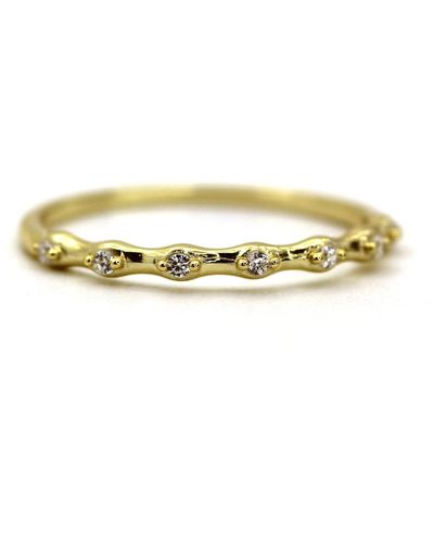 VicStoneNYC Fine Jewelry Unique Eternity Diamond Settings Hammered Textured Yellow Ring