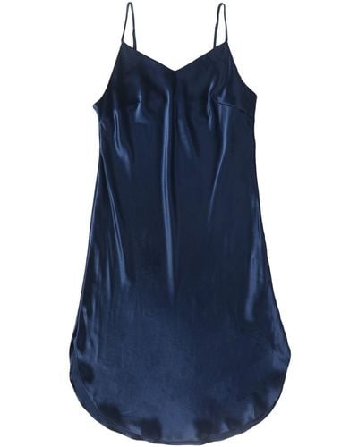 Soft Strokes Silk River Nymph Pure Silk Slip Dress - Blue