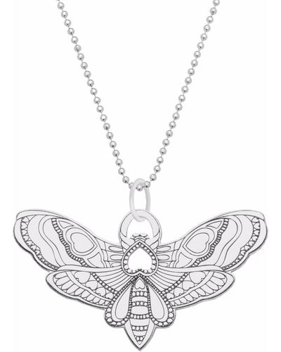 CarterGore Large Moth Pendant Necklace - Metallic