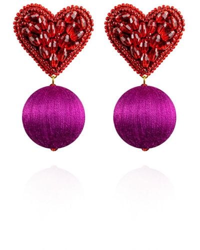 Saule Label Luisa Earrings In Mulberry Red - Purple