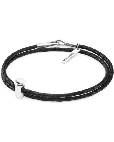 Anchor and Crew Midnight Gustatory Coffee Takeout Cup Silver & Braided Leather Bracelet - Black