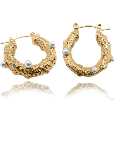VIEA Tyla Pearl And Zircon Earrings - Metallic