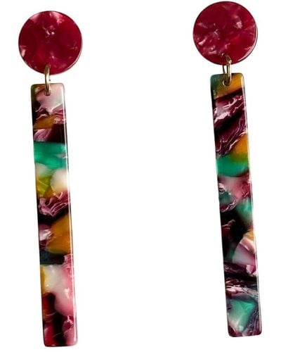 CLOSET REHAB Matchstick Drop Earrings In Swoon In The Lagoon - Red