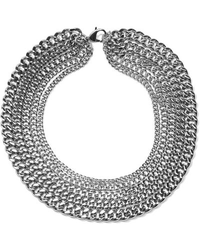 Other Stacked Choker Chain Necklace - Metallic