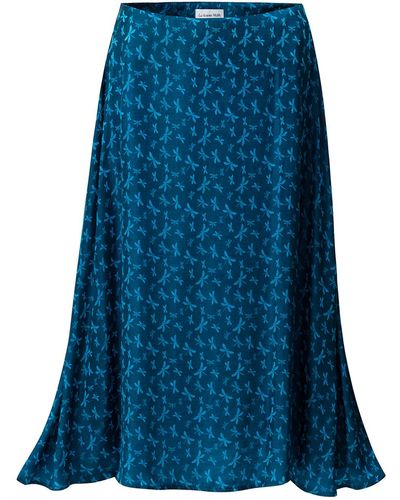 LA FEMME MIMI Silk Skirt Dragonflies - Blue