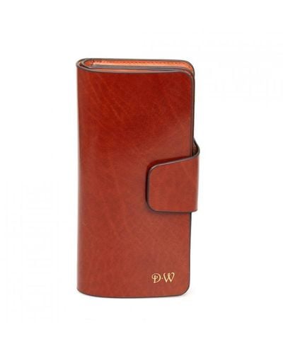 DAVID WEJ Long Bifold Wallet With Buckle – - Red