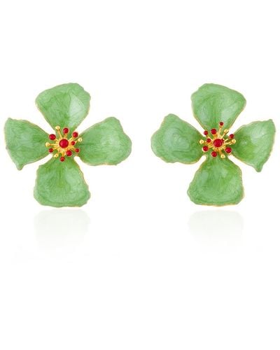 Milou Jewelry Light Hibiscus Flower Earrings - Green