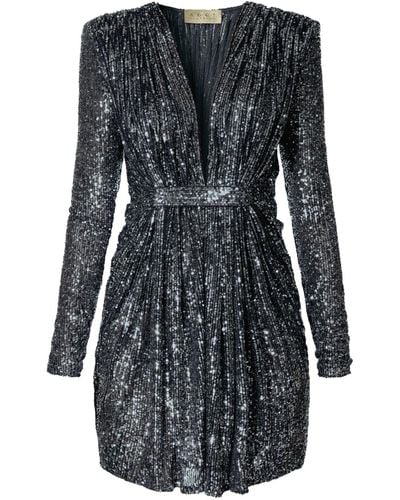 AGGI Roxie Midnight Grey Sequin Mini Dress - Black