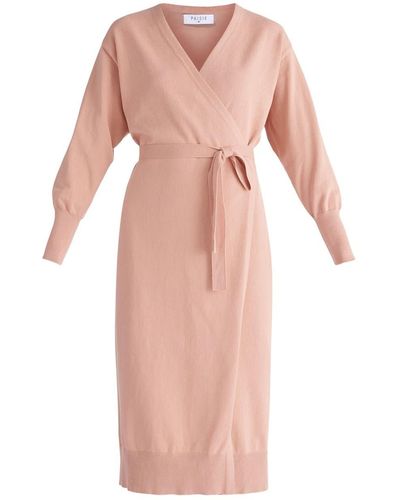 Paisie Knitted Wrap Dress In Pink