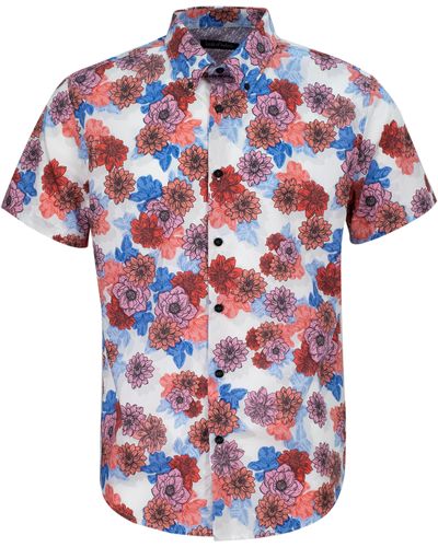 lords of harlech Tim Snap Floral Shirt - Red