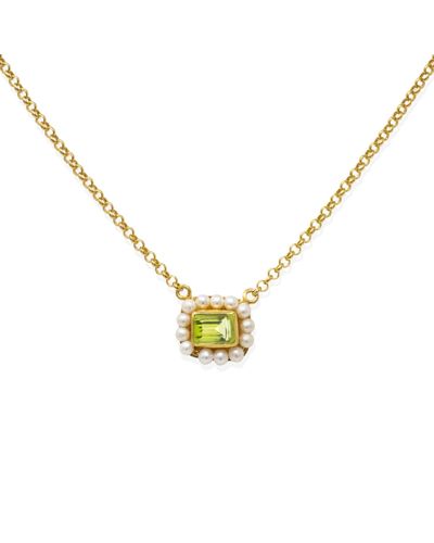 Vintouch Italy Luccichio Peridot And Pearl Necklace - Metallic