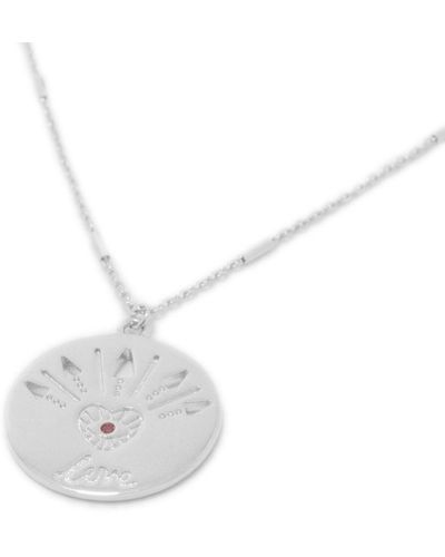 FRIDA & FLORENCE Love Is Blinds Silver Pendant Necklace - White