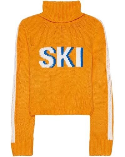 Ellsworth & Ivey Cropped Ski Turtleneck Sweater - Orange