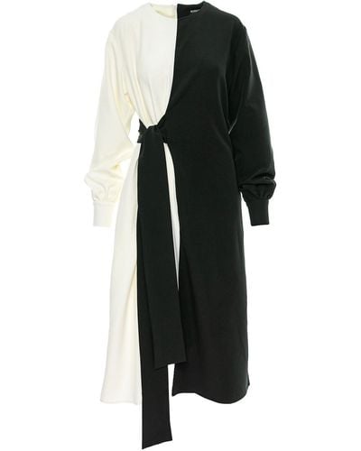 BLUZAT Duo And White Dress - Black