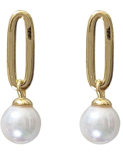 Mirabelle Pearl Link Earrings - Metallic