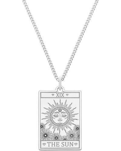 CarterGore Small Sterling Silver "the Sun" Tarot Card Necklace - White