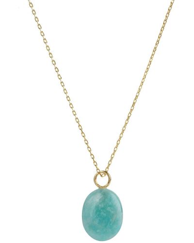 Amadeus Eden Gold Chain Necklace With Amazonite Pendant - Metallic