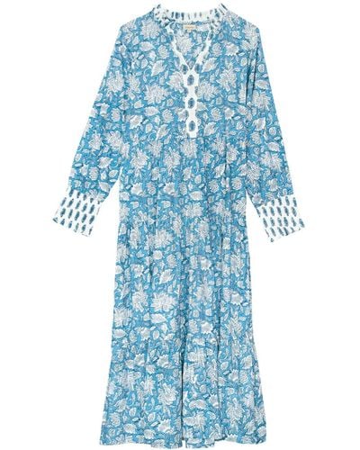 Inara Indian Cotton Summer Dress - Blue