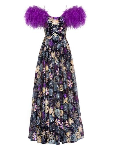 MATSOUR'I Sequined Embroidered Gown Adina - Purple