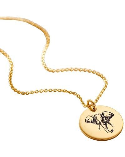 Posh Totty Designs Yellow Plated Elephant Spirit Animal Necklace - Metallic