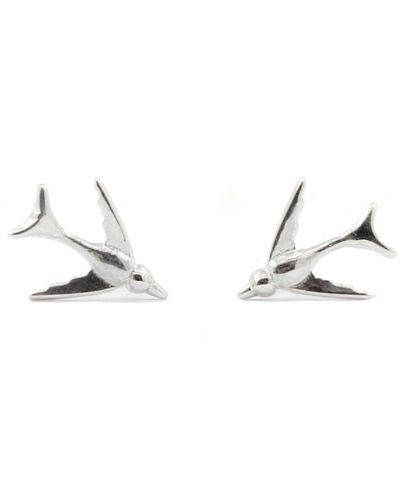 Lee Renee Tiny Swallow Stud Earrings Silver - Metallic