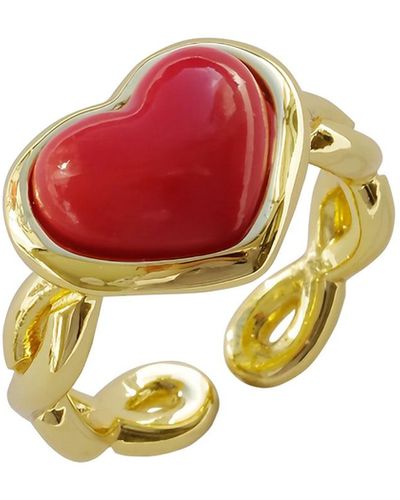 POPORCELAIN Porcelain Red Heart Braided Ring