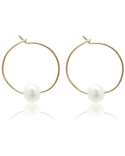 Kiri & Belle Mia Small Pearl Filled Wire Hoop Earrings - Metallic
