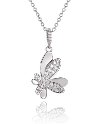 Classicharms Pavé Diamond Butterfly Pendant Necklace - Metallic