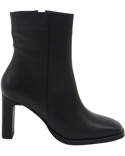 Stivali New York Indigo Heeled Ankle Boots In Leather - Black