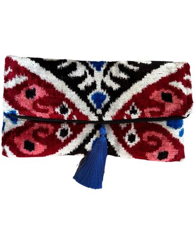 PUNICA Ottoman Style Velvet Ikat Clutch - Red