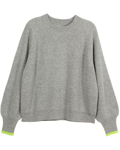 Cove Robina Cashmere Blend Sweater With Yellow Cuffs - Gray