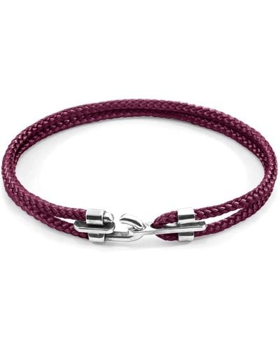 Anchor and Crew Aubergine Purple Canterbury Silver & Rope Bracelet