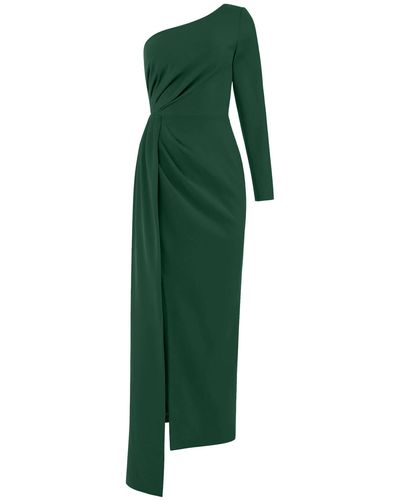 Tia Dorraine Iconic Glamour Draped Long Dress, Dark - Green