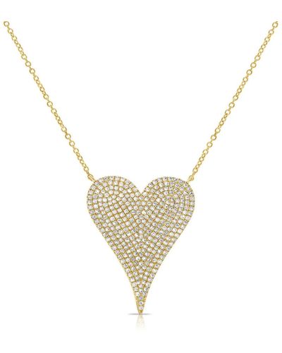 770 Fine Jewelry Jumbo Pave Heart Necklace - Metallic