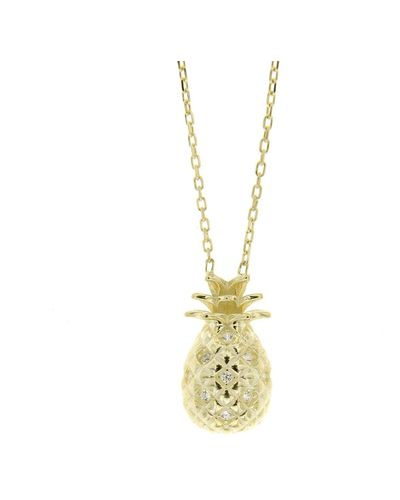Cosanuova Sterling Silver Pineapple Cz Necklace In Yellow - Metallic