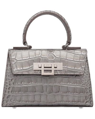 Lalage Beaumont Fonteyn Mignon Orinoco Print Calf Leather Handbag - Gray