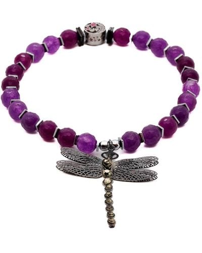 Ebru Jewelry Dragonfly Ankle Bracelet - Purple