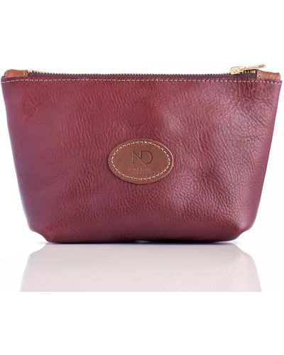 N'damus London Altantic Oxblood Leather Toiletry Case - Red